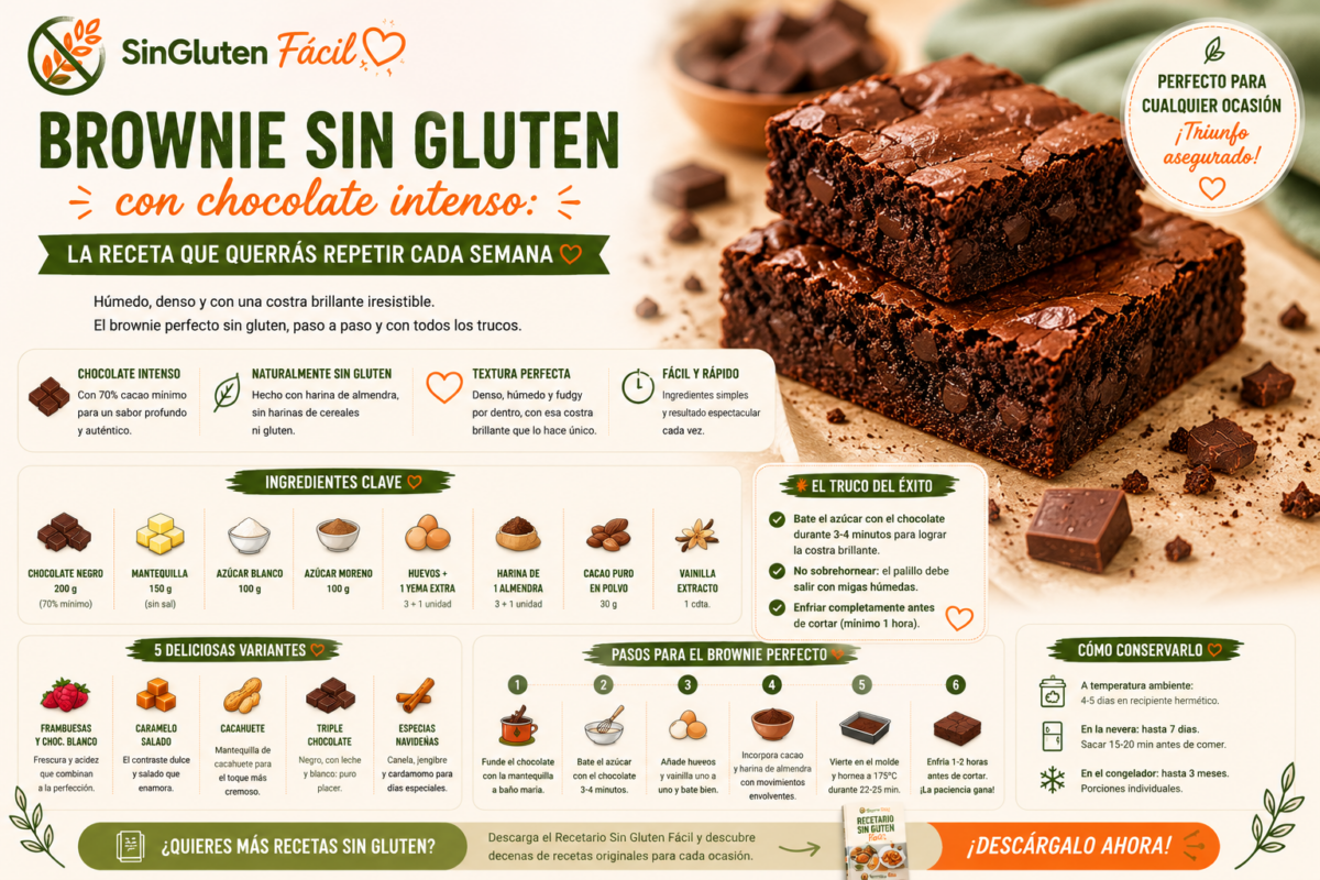 Brownie sin gluten con chocolate intenso