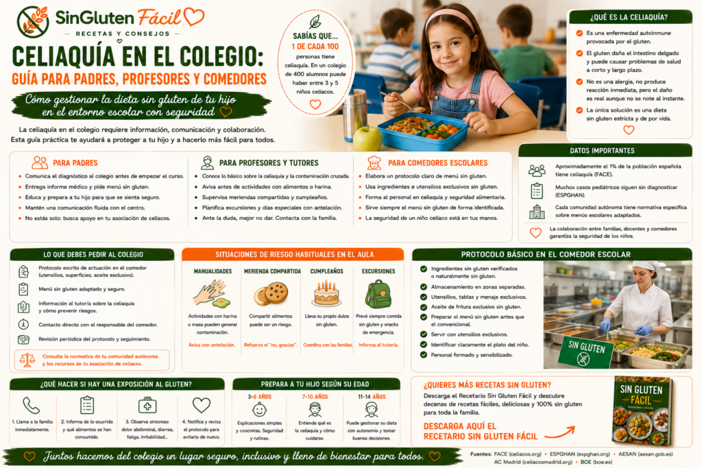 Celiaquía en el colegio: guía para padres, profesores y comedores