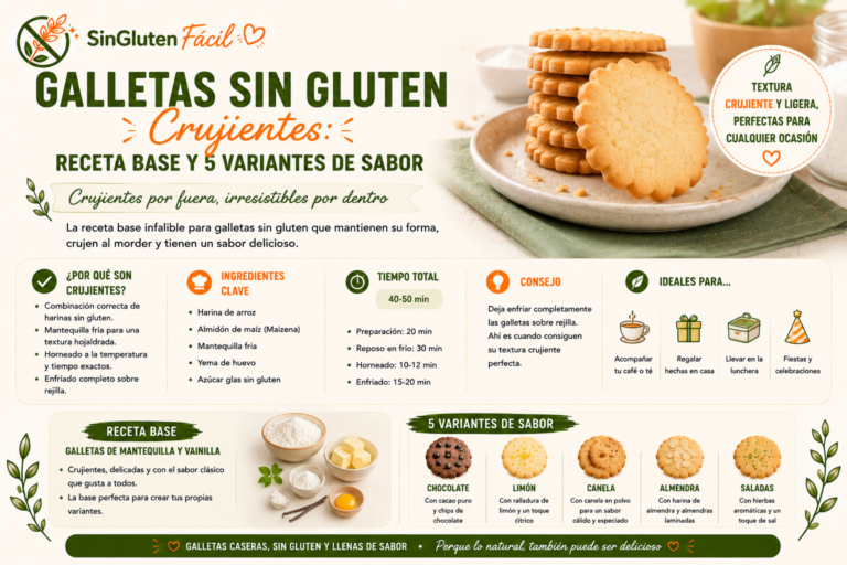 Galletas sin gluten crujientes: receta base y 5 variantes de sabor