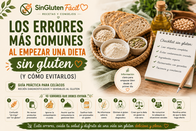 Descubre los errores más comunes al empezar una dieta sin gluten y cómo evitarlos. Guía práctica para celíacos recién diagnosticados y sensibles al gluten.