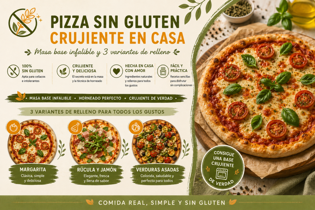Pizza sin gluten crujiente en casa