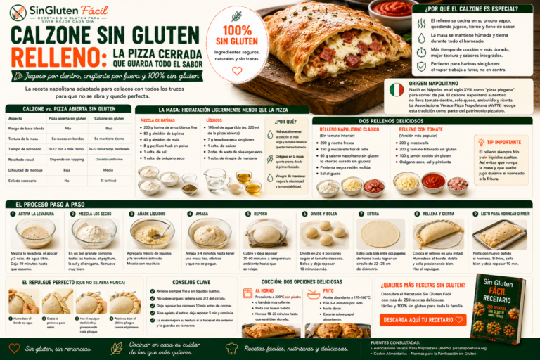 Calzone sin gluten relleno la pizza cerrada que guarda todo el sabor