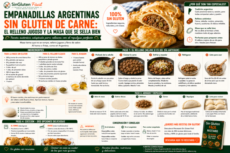 Empanadillas argentinas sin gluten de carne el relleno jugoso y la masa que se sella bien