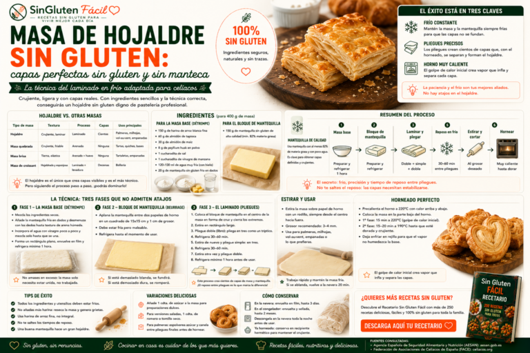 Masa de hojaldre sin gluten: capas perfectas sin gluten y sin manteca