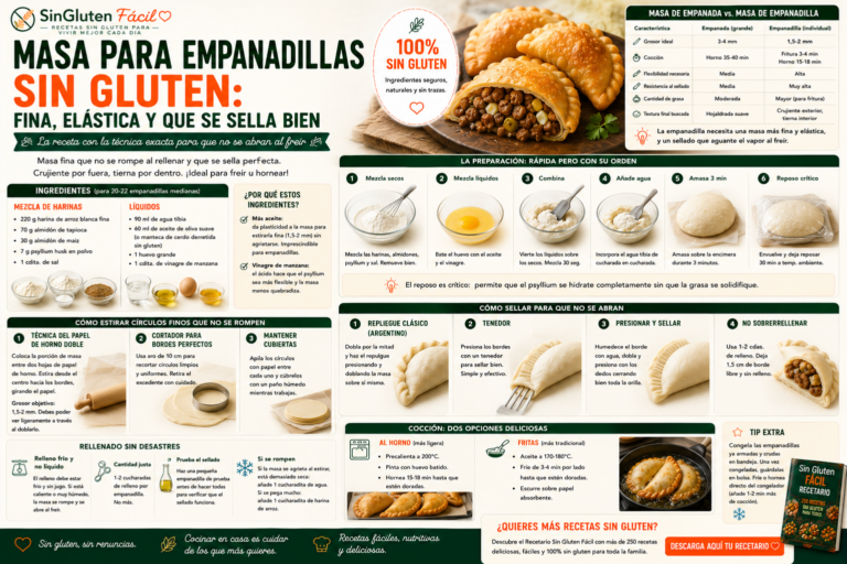 Masa para empanadillas sin gluten fina, elástica y que se sella bien