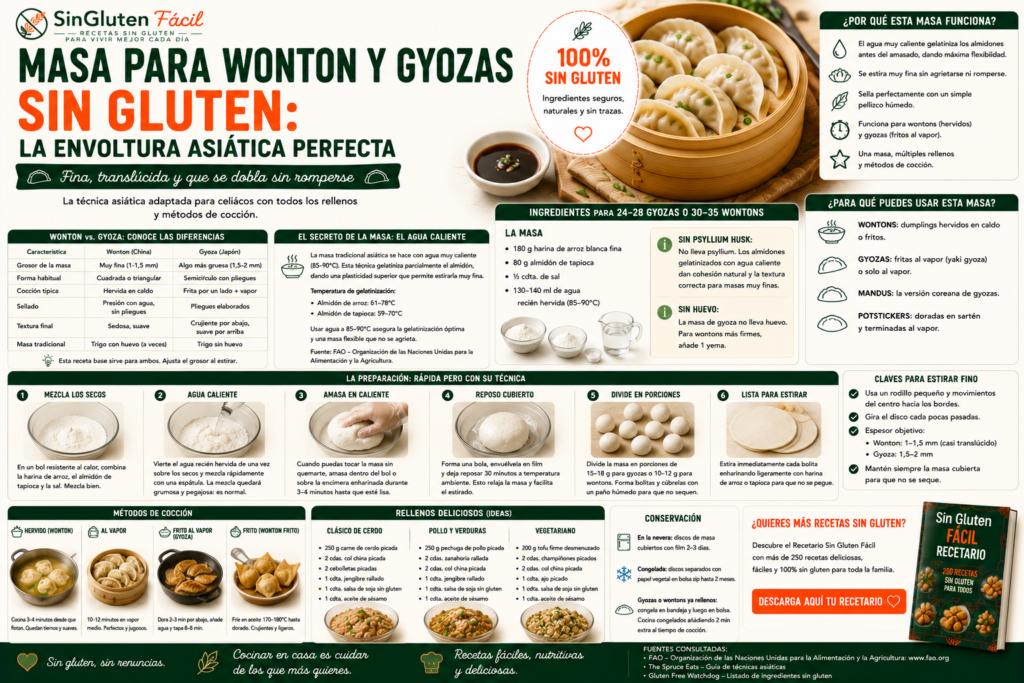 Masa para wonton y gyozas sin gluten la envoltura asiática perfecta