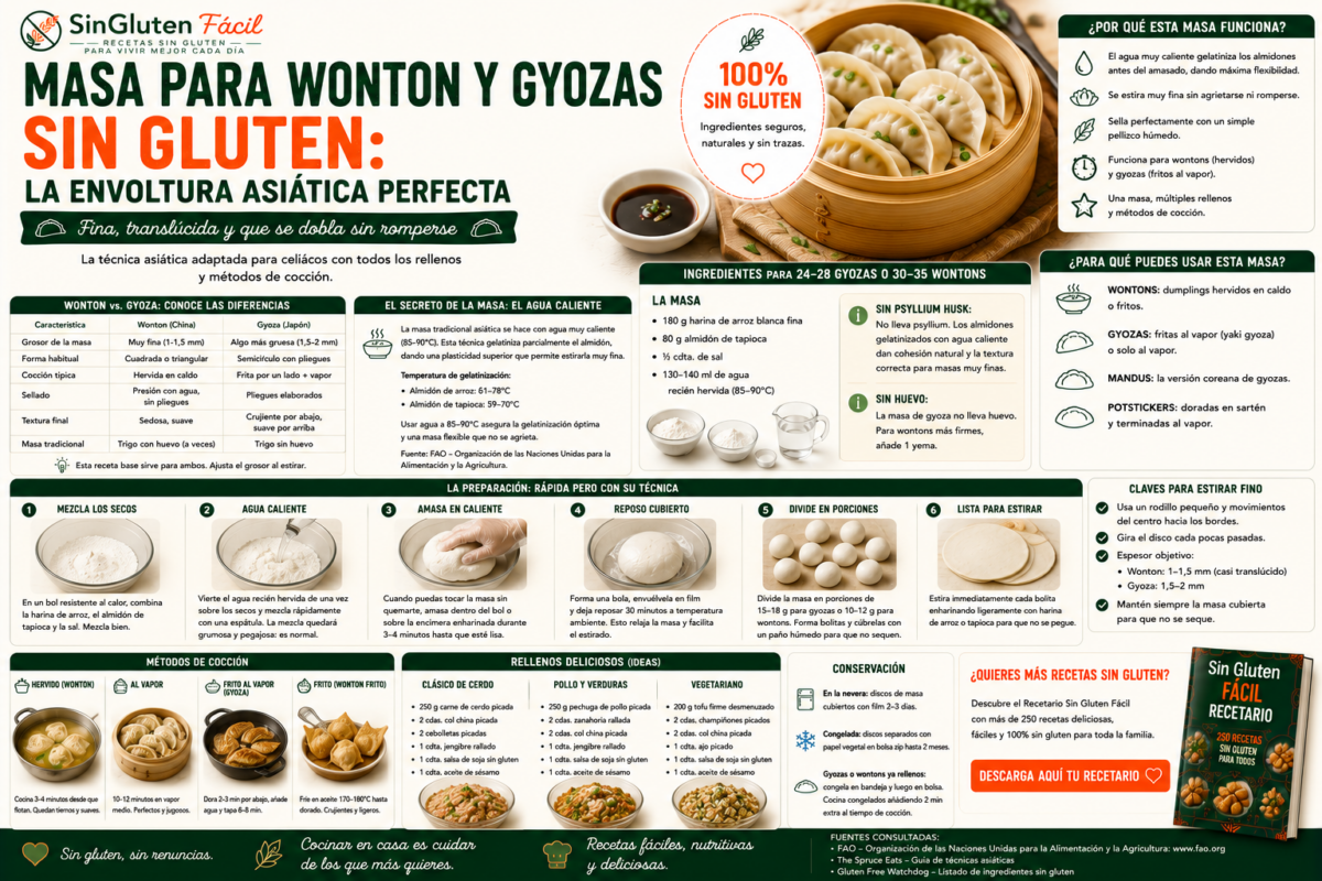 Masa para wonton y gyozas sin gluten la envoltura asiática perfecta
