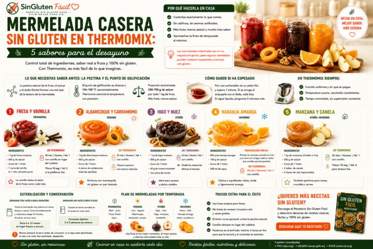 Mermelada casera sin gluten en Thermomix 5 sabores para el desayuno