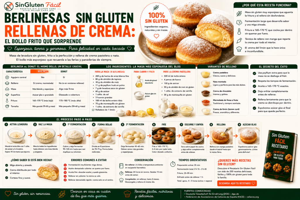 Berlinesas sin gluten rellenas de crema el bollo frito que sorprende