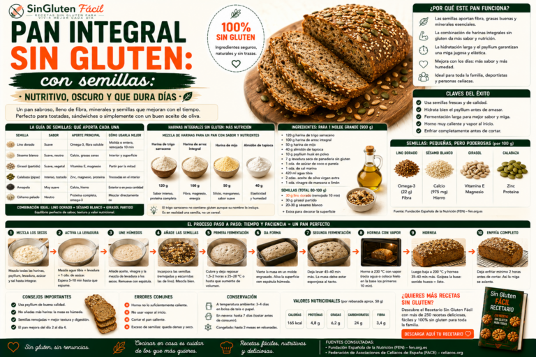 Pan integral sin gluten con semillas nutritivo, oscuro y que dura días